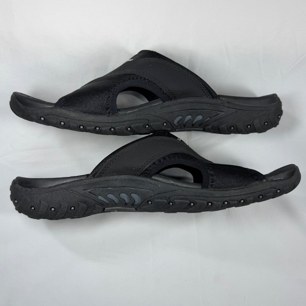 Skechers Outdoor Lifestyle Black Slide Sandals Leather Textile 47101 BBK US 9 - Picture 6 of 10